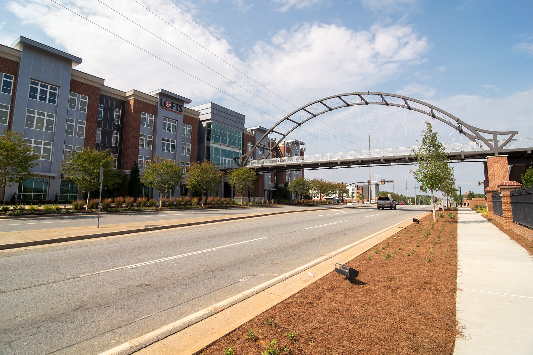 Pedestrian bridge at the Lofts at Mercer University.